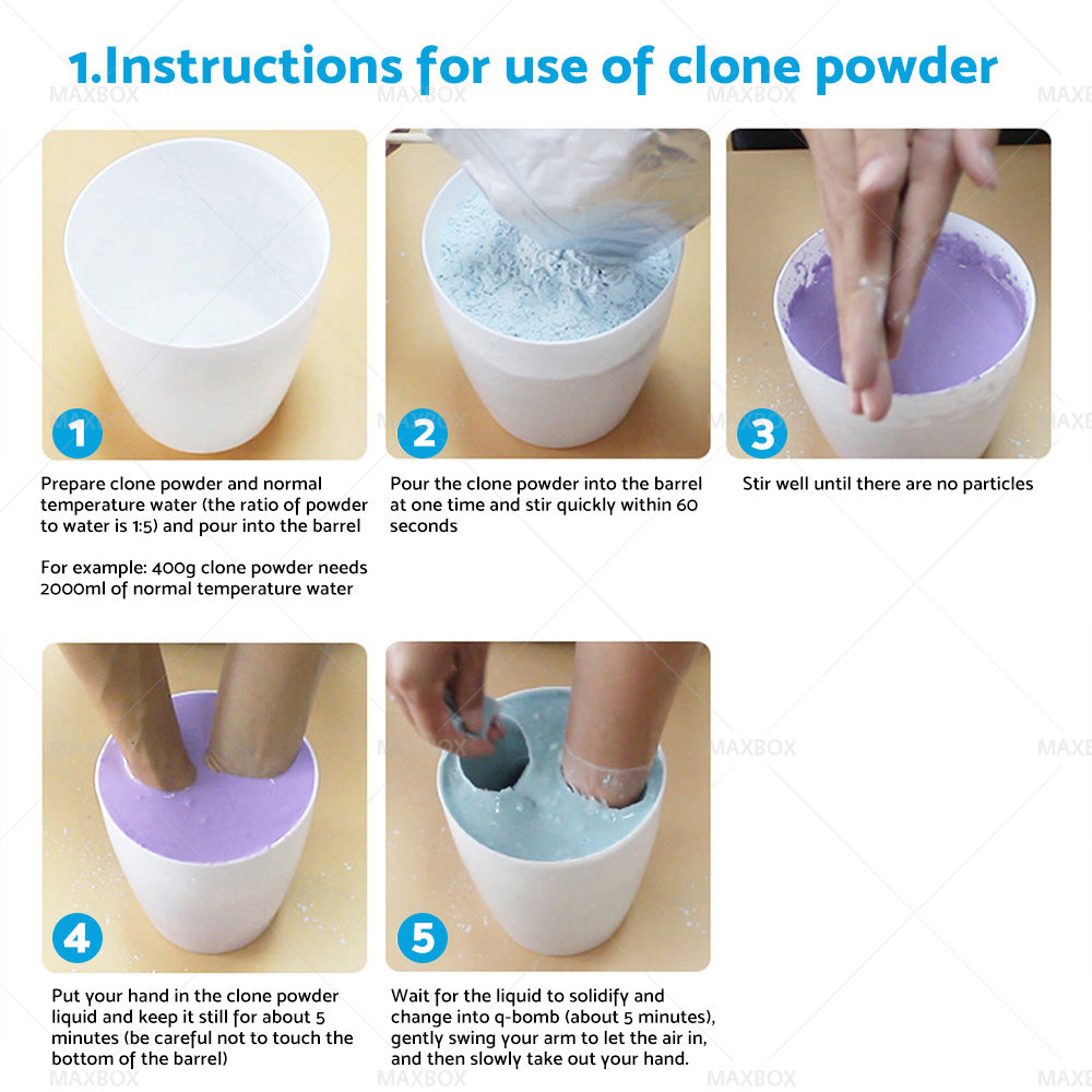 KEEPSAKE HANDS ART DIY CASTING KIT 3D Plaster Statue 100% Safe for Baby and Adult - 400 Clone Powder and 1000G Model Powder