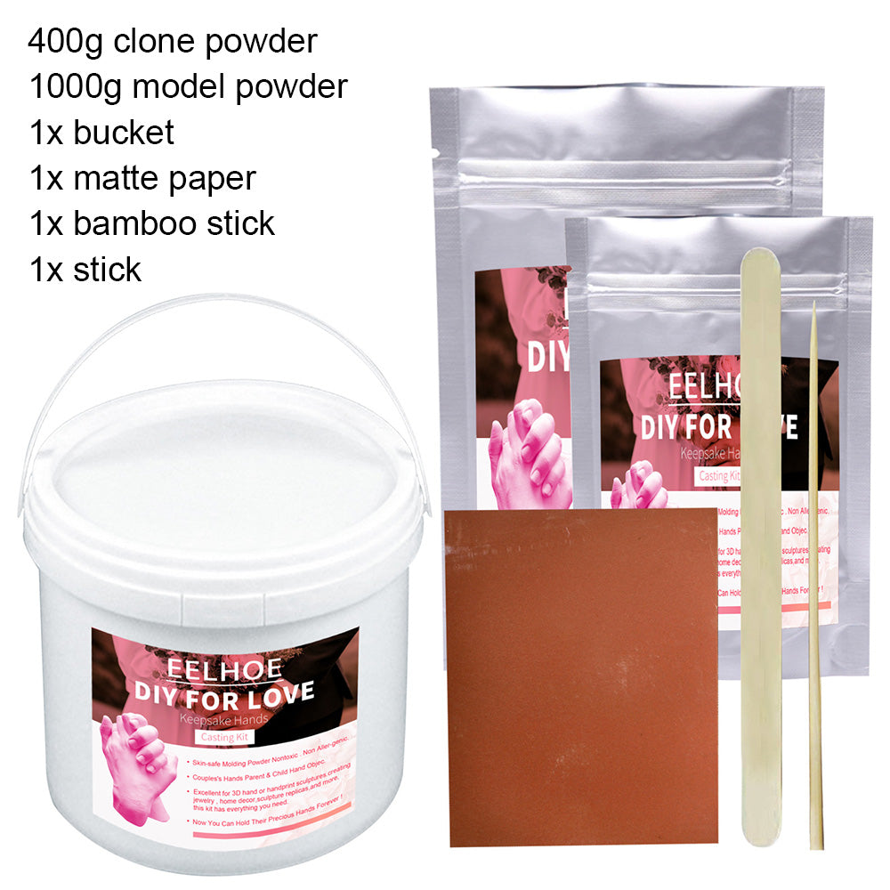 KEEPSAKE HANDS ART DIY CASTING KIT 3D Plaster Statue 100% Safe for Baby and Adult - 400 Clone Powder and 1000G Model Powder