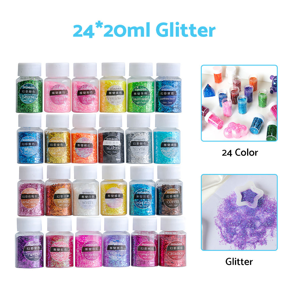 1L 1:1 AB Epoxy Resin Art Coating UV Kit and 12 Colors Glitter