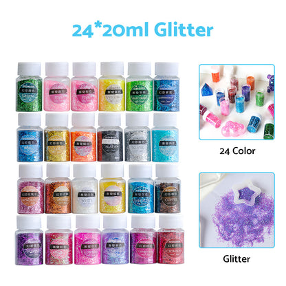 2L 1:1 AB Epoxy Resin Art Coating UV Kit and 12 Colors Glitter