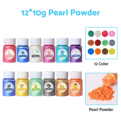 12 Colors Pearl Glitter Pellet Pigment Powder Resin Epoxy Colour Pigment Resin Floors Metallic Dye Ultra Mixed Color