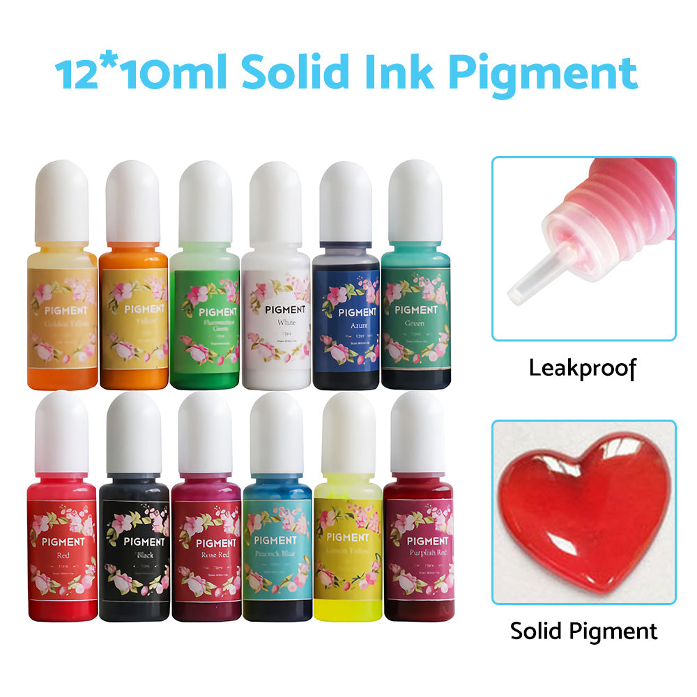 3KG 2:1 AB Epoxy Resin Art Coating UV Kit and 12 Colors Pigment Paste Ink Solid Colour Liquid