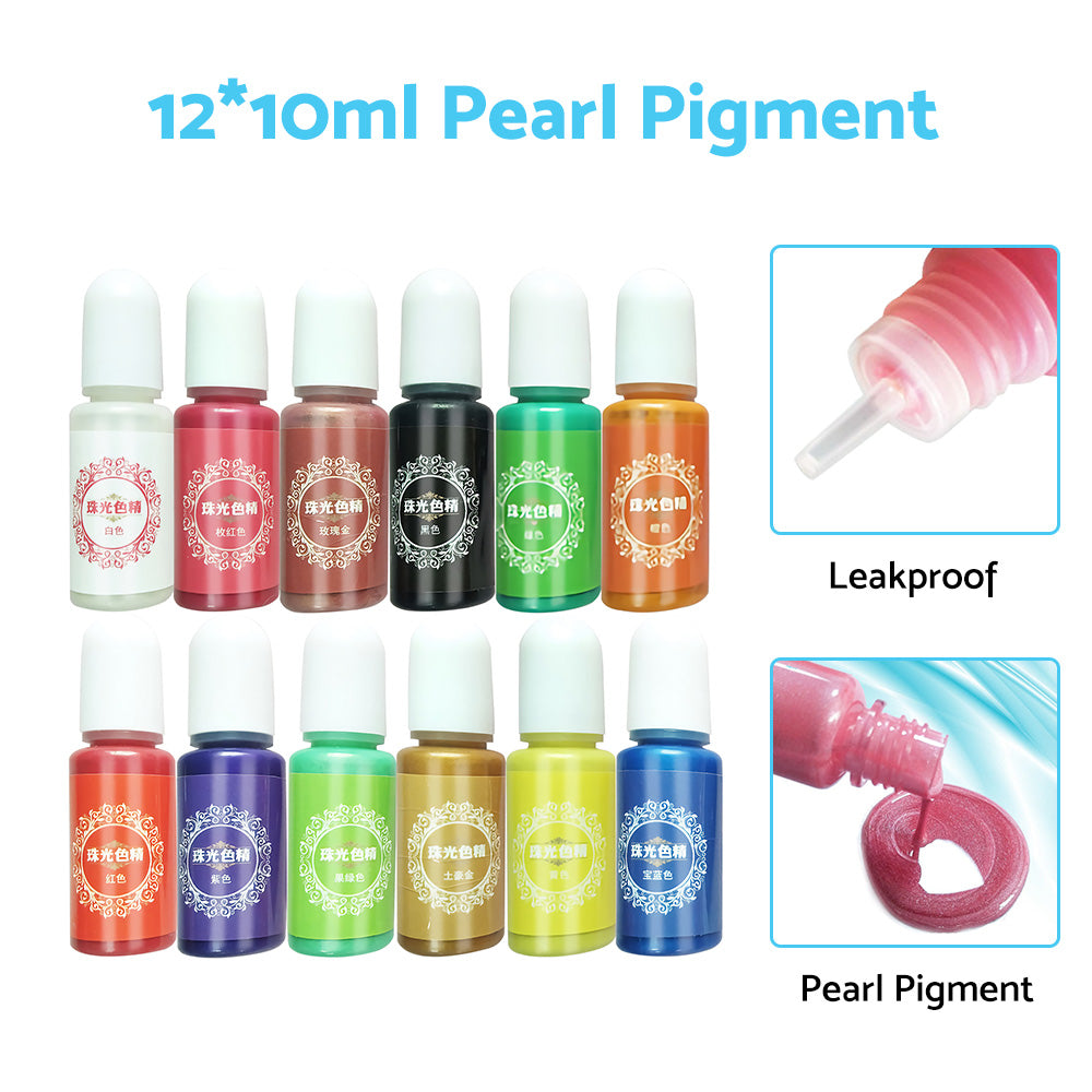 1L 1:1 AB Epoxy Resin Art Coating UV Kit and 12 Colors Pigment Paste Gel Pearl Glitter Colour Liquid