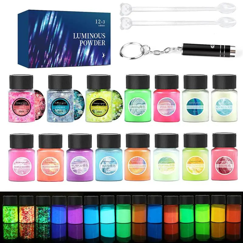 Luminous Epoxy Resin Pigment Kit Glow In Dark DIY Resin Mold Glitter Powder Acrylic Paints Colorant Dye Jewelry Making Pigment