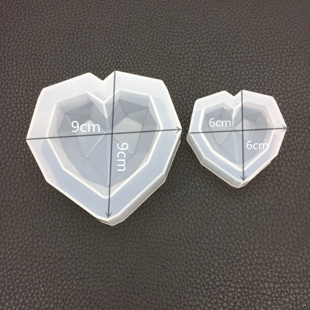 1/2Pcs 3D Love Heart Design Silicone Cake Mold Diamond Soap Mould DIY Car Pendant Gypsum Plaster Heart Mold Handmade Candle Mold