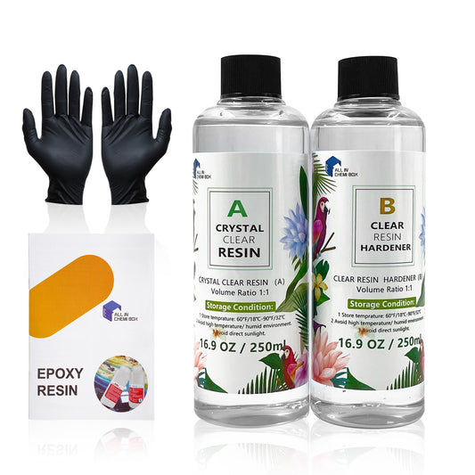 Epoxy Resin Art DIY UV Crafts Glass & Water Clear Epoxy Coating - 500ML 1:1 AB Kit