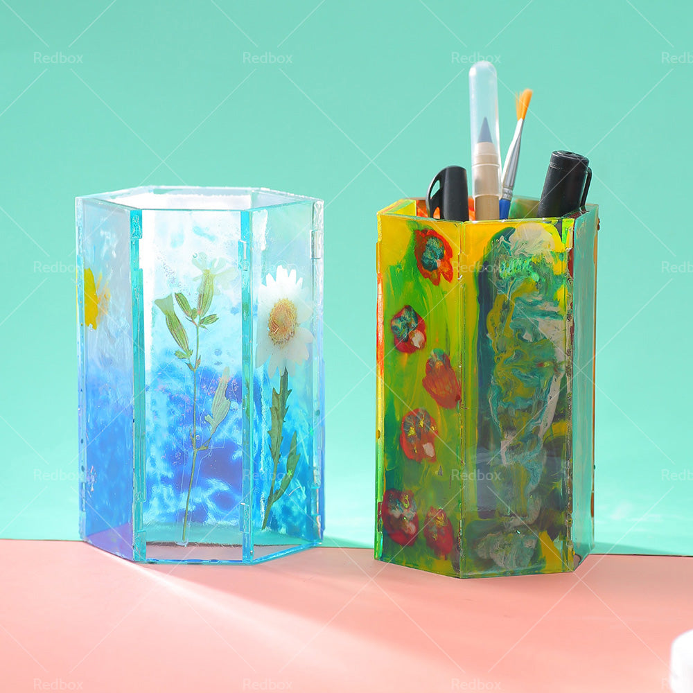 Silicone Resin Mold Mosaic Table Lamp Night Light Mold Set DIY Craft Pen Holder