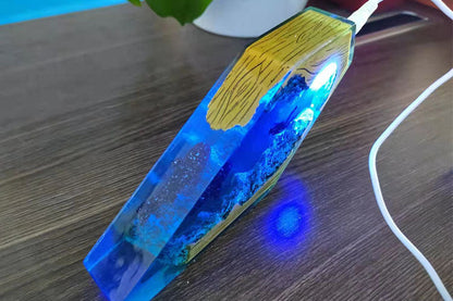 Epoxy Resin Lamp: Diver Shark LED Night Light, Whales, Deep Sea Shimmer, USB Desktop Lamp Ornaments, Creative Gifts, Home Office Decor