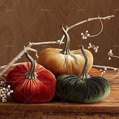 3PCS velvet pumpkin Handmade Holiday Fall Halloween Thanksgiving Farmhouse Decor