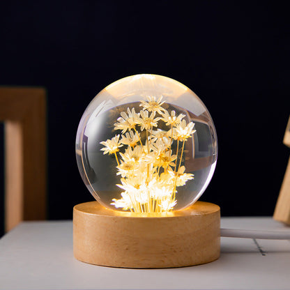 3Pcs Dandelion Flower Crystal Glass resin lens Ball Magic Ball Earth Christmas Mom Love Gift home decoration craft