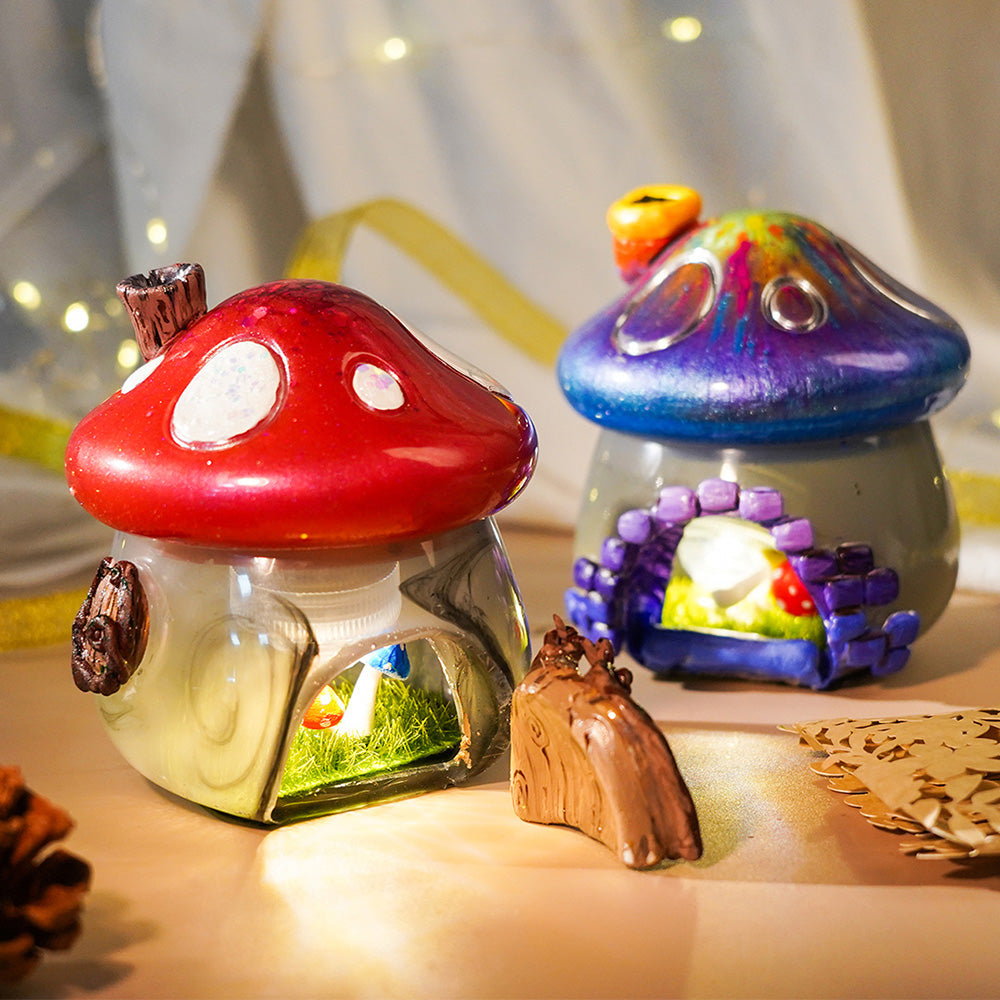 Mushroom Jars with Lid Silicone Epoxy Resin Mold Storage Candy Jewelry Box DIY