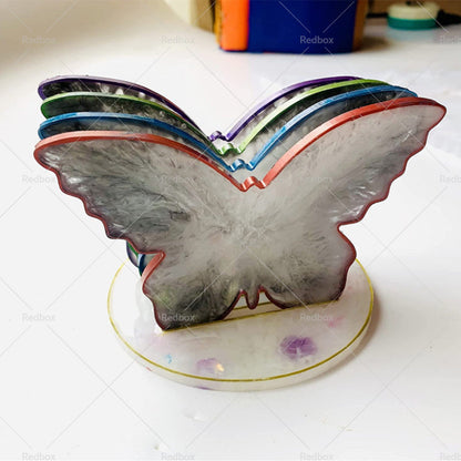 Epoxy Resin 4PCS Butterfly Shaped Coaster molds + Holder Mold for Silicone Resin