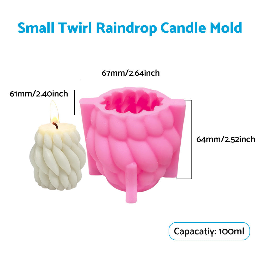 A Pair of 3D Modern Resin Candle Art Geometric Silicone Molds - Spiral Raindrop and Unique Resin Art - Varying Sizes for DIY Home Decor and Handcrafted Artistry