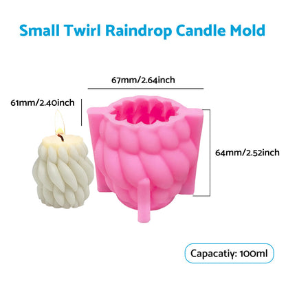 A Pair of 3D Modern Resin Candle Art Geometric Silicone Molds - Spiral Raindrop and Unique Resin Art - Varying Sizes for DIY Home Decor and Handcrafted Artistry