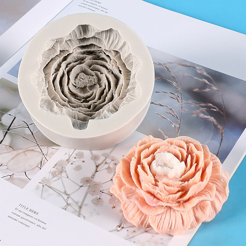 Silicone Peony Aromatherapy Soap Wax Candle MOLD Making Resin Mould DIY Craft