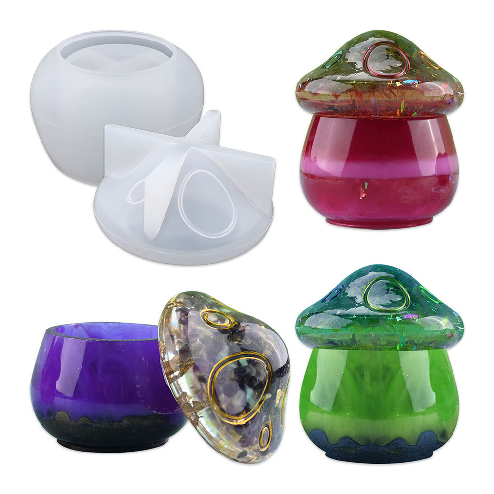 Mushroom Jars with Lid Silicone Epoxy Resin Mold Storage Candy Jewelry Box DIY