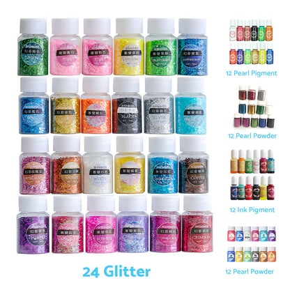 Pigment Glitter Ink Pearl Powder Pellet Epoxy Resin Colour Coating Craft Art DIY