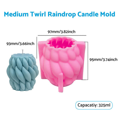 A Pair of 3D Modern Resin Candle Art Geometric Silicone Molds - Spiral Raindrop and Unique Resin Art - Varying Sizes for DIY Home Decor and Handcrafted Artistry