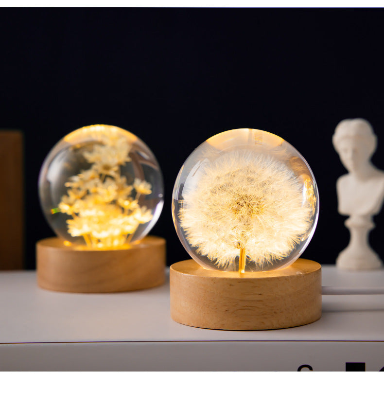 3Pcs Dandelion Flower Crystal Glass resin lens Ball Magic Ball Earth Christmas Mom Love Gift home decoration craft